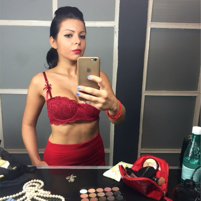 Plus size women sexy bra set intimates embroidery half cup lingerie thin temptation black white bra and panty with Garters Sets