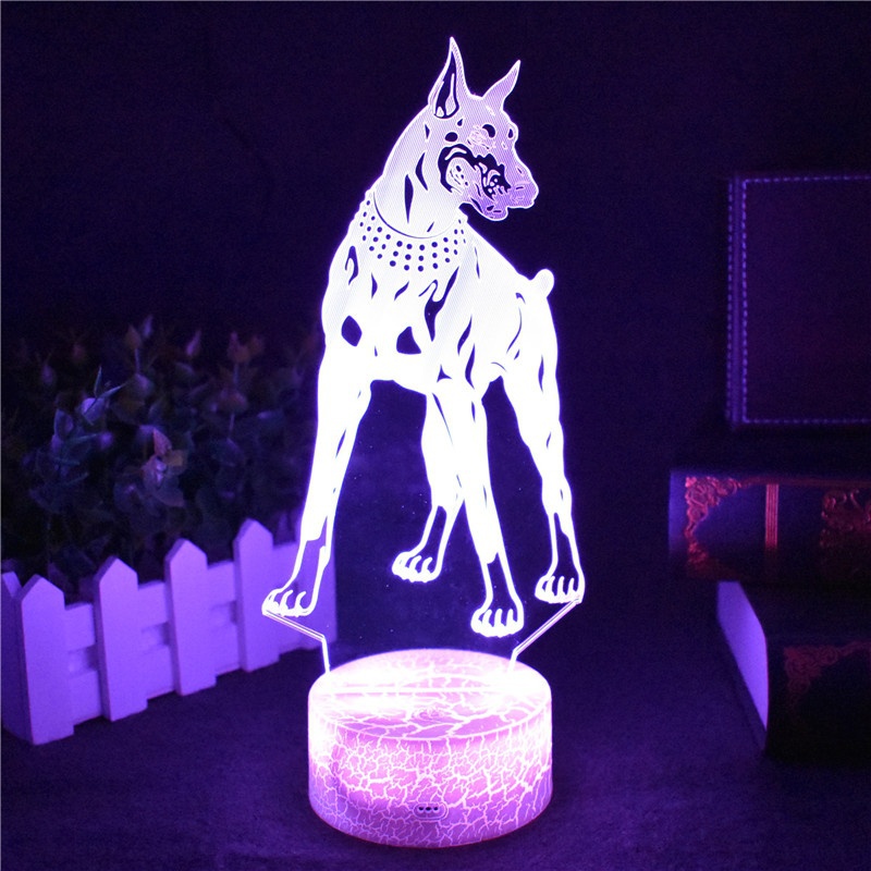 Hot Sale Cartoon LED 3D Doberman Pinscher Night Light RGB 7 Colors Mood 3D Table Lamp for Home Decor Sensor Light