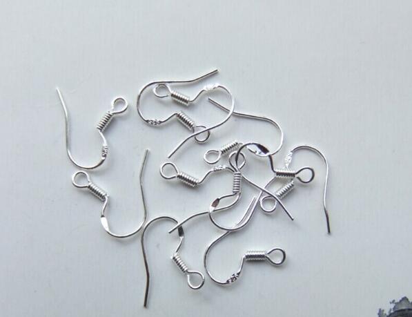 1000pcs/lot 925 LOGO 925 Silver Earring Findings Fishwire Hooks Ear Wire Hook French HOOKS Jewelry DIY 15mm fish Hook