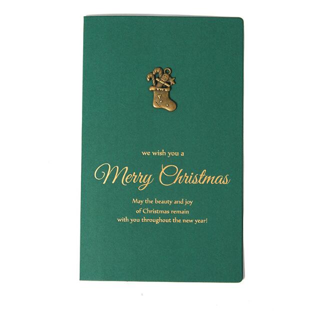 Greeting Cards Merry Card Retro Metal Elk Xmas Tree Christmas Gift Folding Green With Envelope