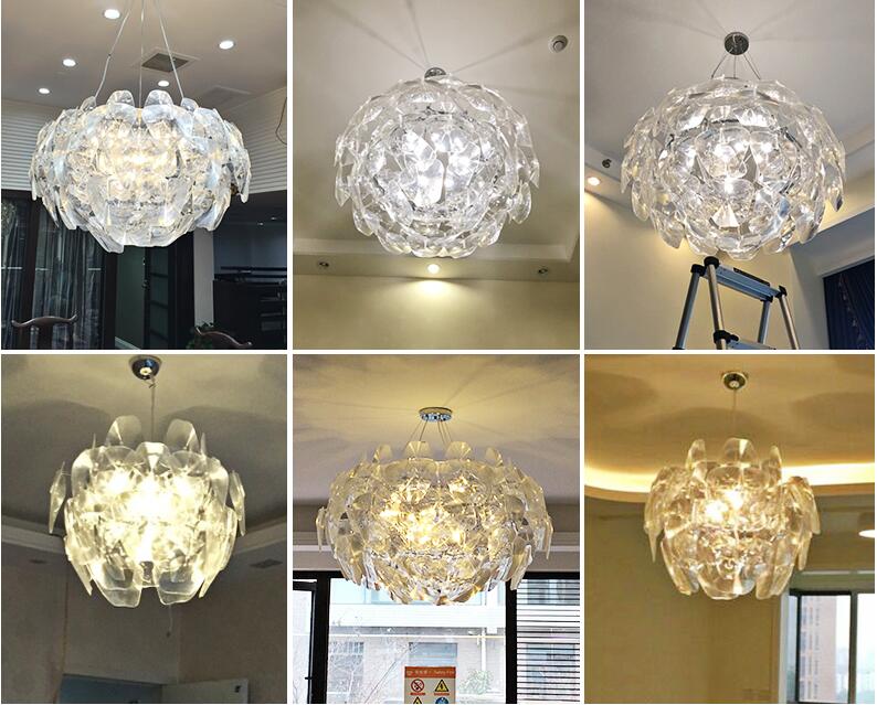 Modern Crystal Chandelier Lamp Art Glass Leaf Plates Flower Chandelier LED Ball Pendant Light for Foyer Hotel Restaurant Living Room