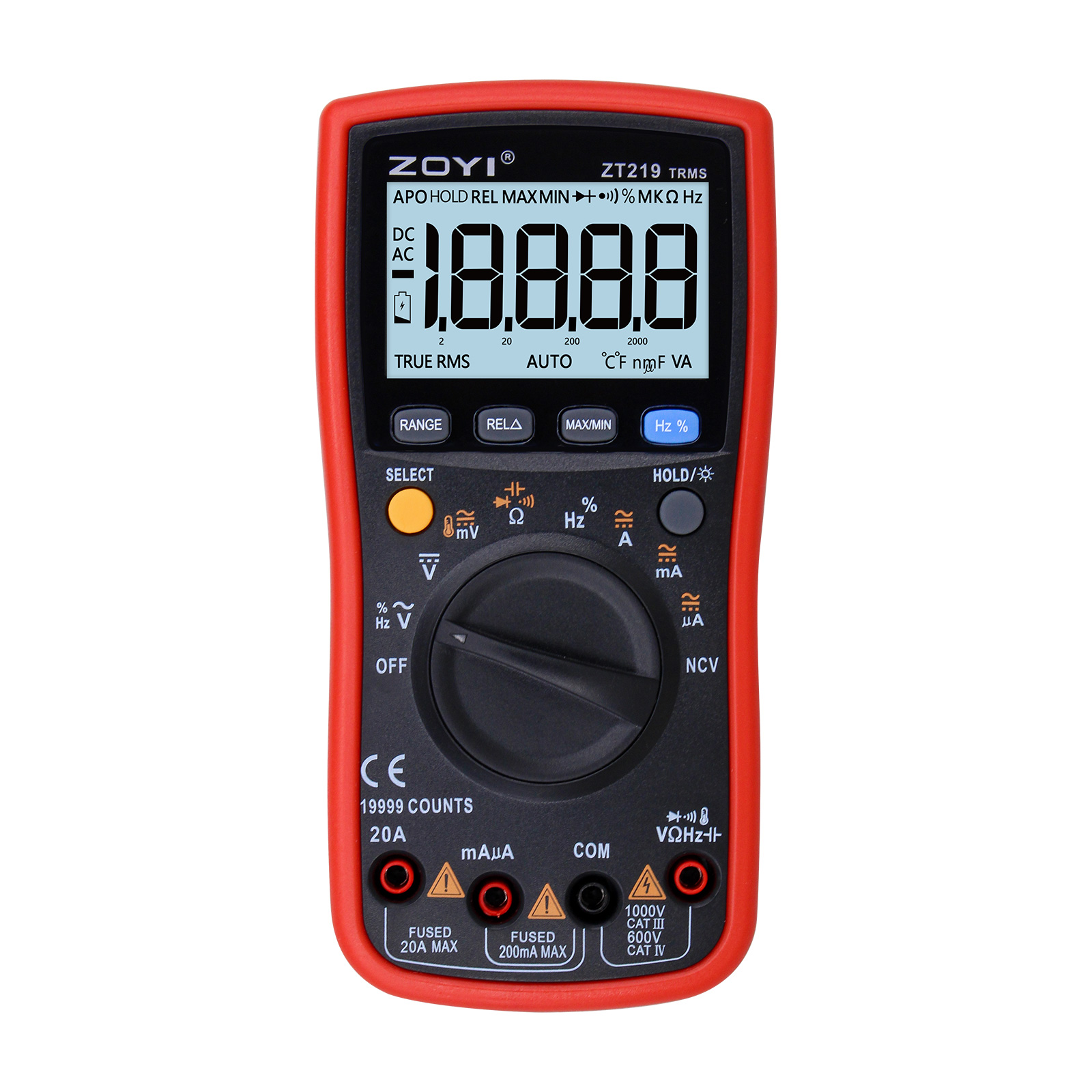 ZOYI19999 word ZT219 high precision automatic range digital display multimeter. 4½ True RMS Digital multimeter
ZOYI19999 word ZT219 high precision automatic range digital display multimeter. 4½ True RMS Digital multimeter