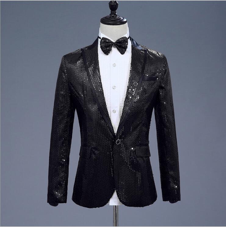 Men Sequin Suits Blazers Seven Colours Costume Jackets Nightclub Singer Suits Coats Peaked Lapel One Button Presenter Costume For Sale
