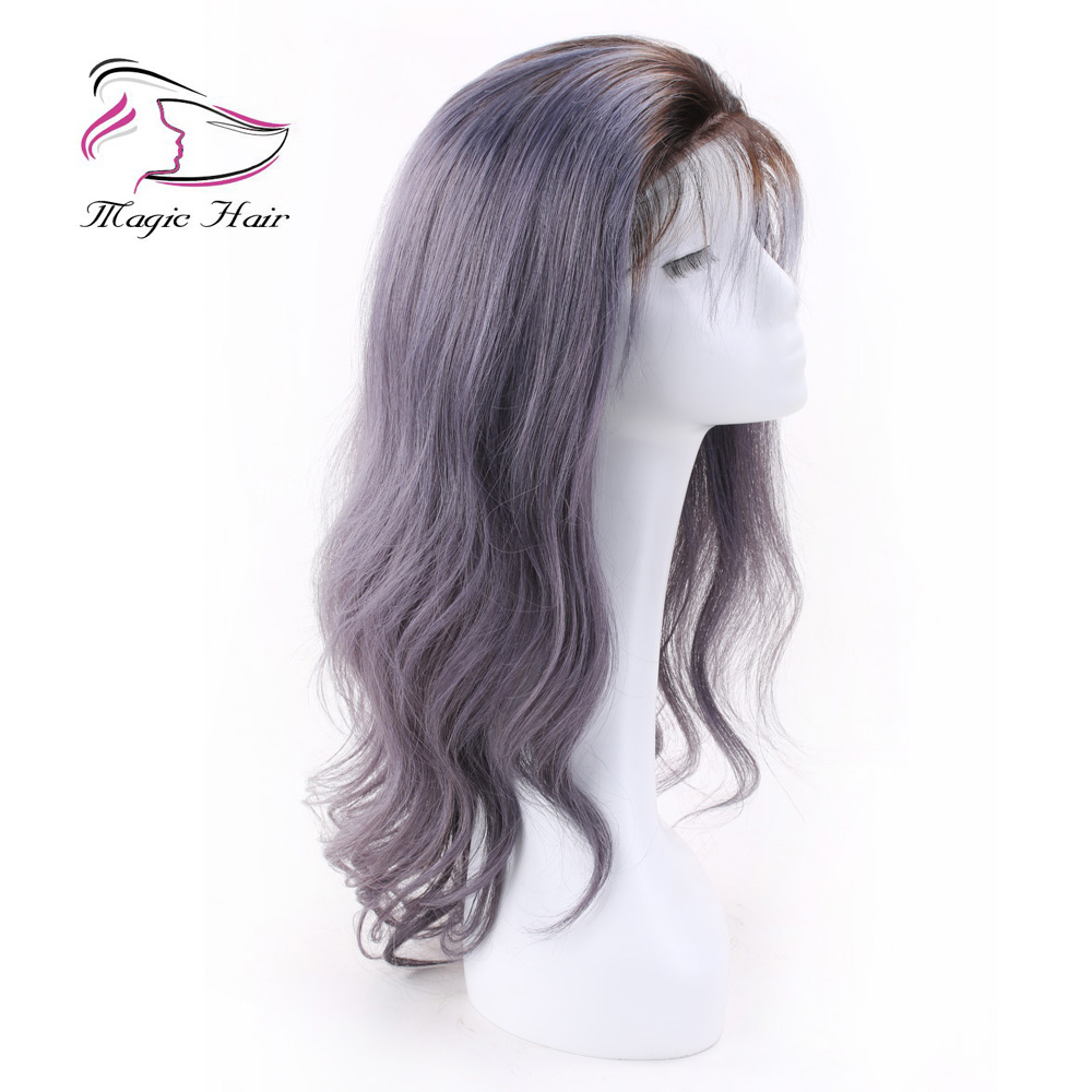 Evermagic lace front wigs 8A body wave Brazilian virgin hair human hair wigs for charming women 130% 150% density color #1bTgray