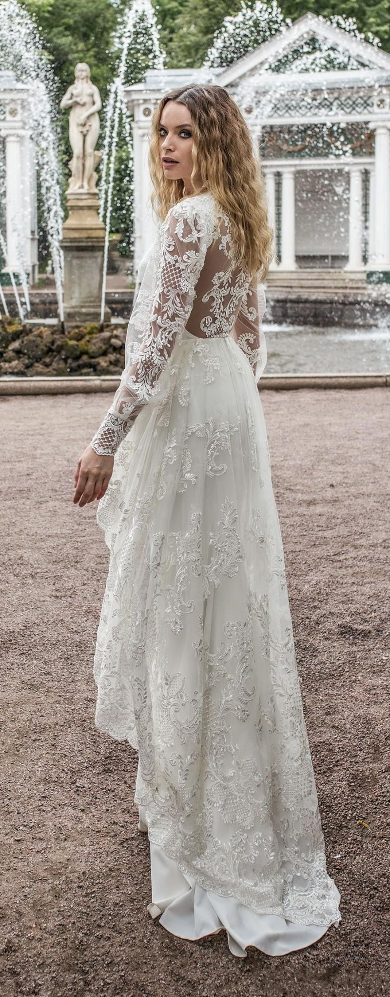 Lace Illusion Sexy Appliques Overskirts Wedding Dresses New Capped Long Sleeves Beach Bridal Gowns Plus Size Vestidos De Noiva