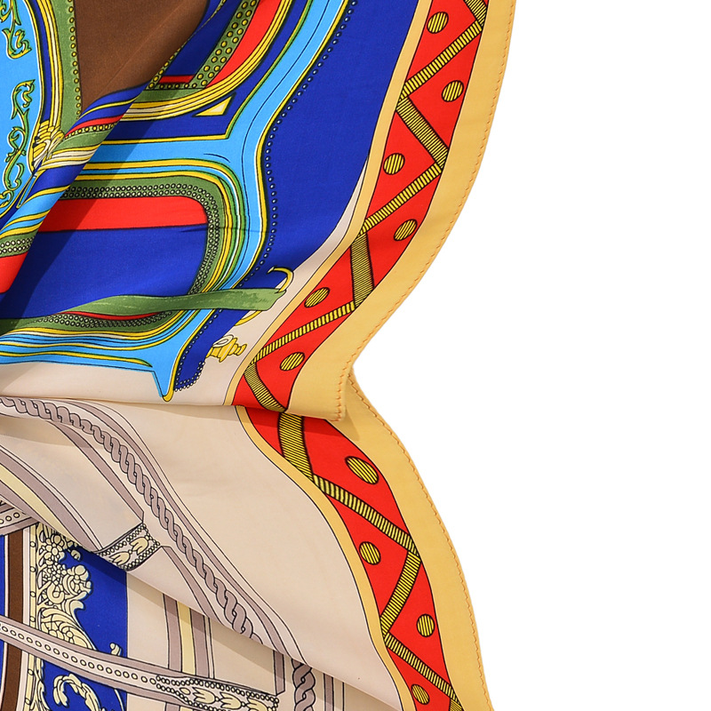 Twill Square Scarf For Women Retro Carriage Print Orange Neck Bandana Foulard Femme Small Silk Scarfs 60*60 Wholesale