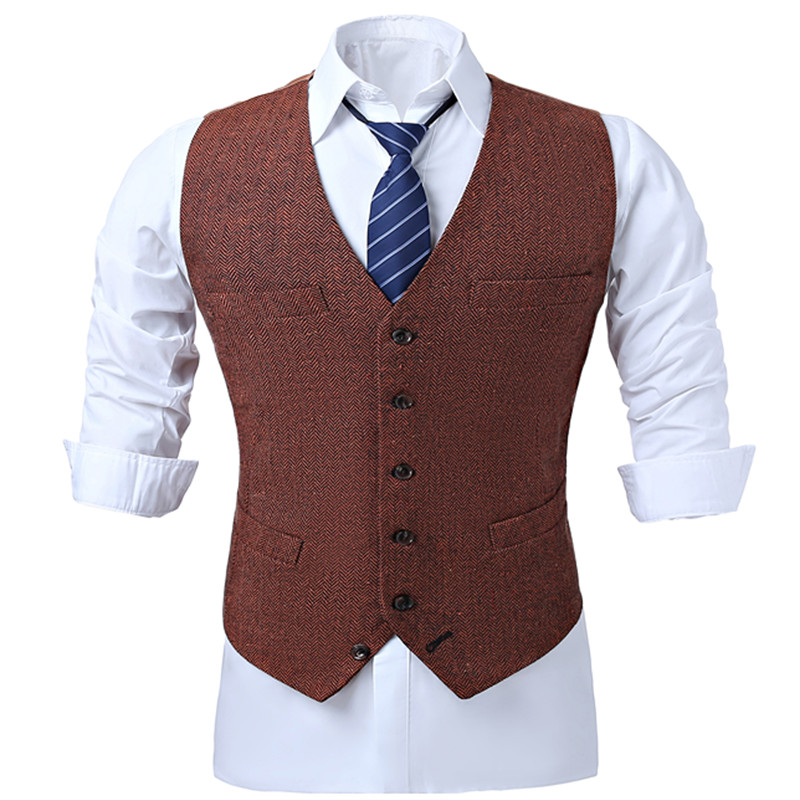 Brown Mens Wedding Waistcoat Herringbone Vest Gilet Homme Classic Formal Mens Wool Vests Autumn Winter Vintage, Dark grey
Brown Mens Wedding Waistcoat Herringbone Vest Gilet Homme Classic Formal Mens Wool Vests Autumn Winter Vintage, Dark grey