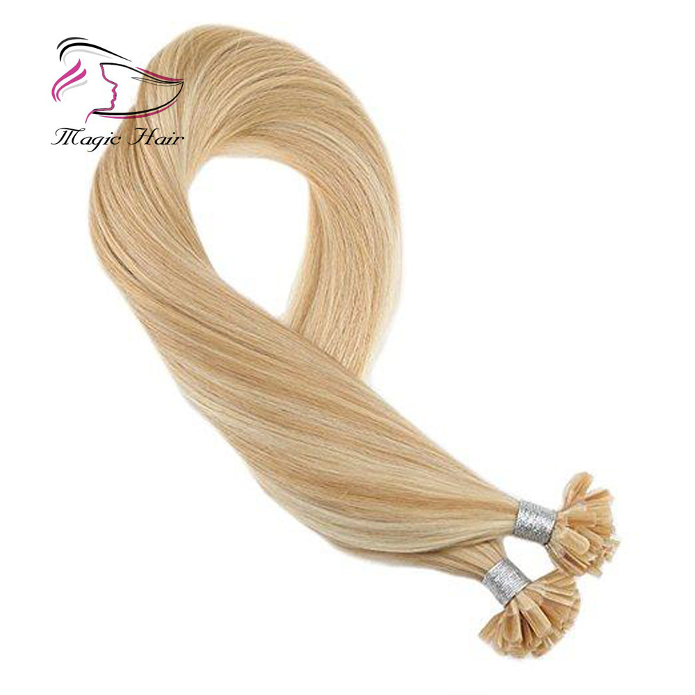 U Tip Keratin Remy Human Hair Extension Golden Blonde #16 Highlighted with Blonde #22 (#P16/22)