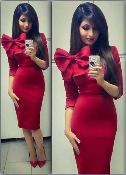 New Red Evening Dresses Mermaid Jewel 1/2 Sleeves Knee Length Prom Dresses With Bow Elastic Satin Cocktail Party Gowns, Blue
New Red Evening Dresses Mermaid Jewel 1/2 Sleeves Knee Length Prom Dresses With Bow Elastic Satin Cocktail Party Gowns, Blue