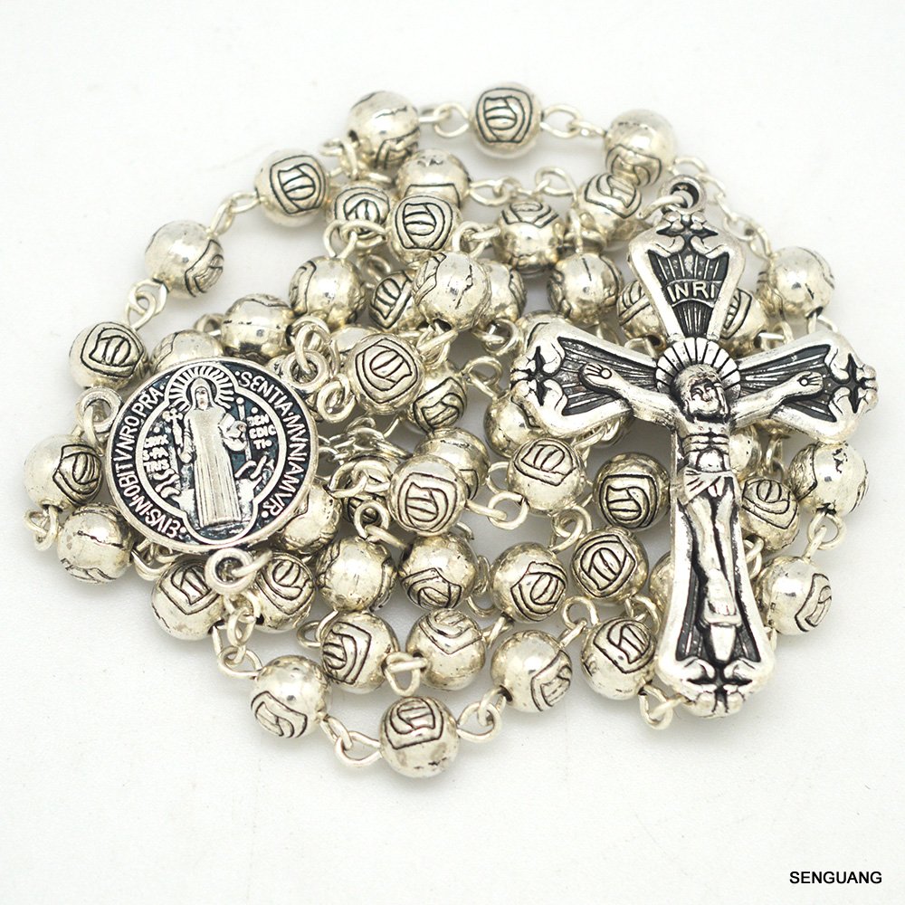 Hot Sell Men's Rosary religious crucifix Pendant Necklace Charms Christian alloy Bead Chain st benedict For Men Fashion Jewelry
Hot Sell Men's Rosary religious crucifix Pendant Necklace Charms Christian alloy Bead Chain st benedict For Men Fashion Jewelry