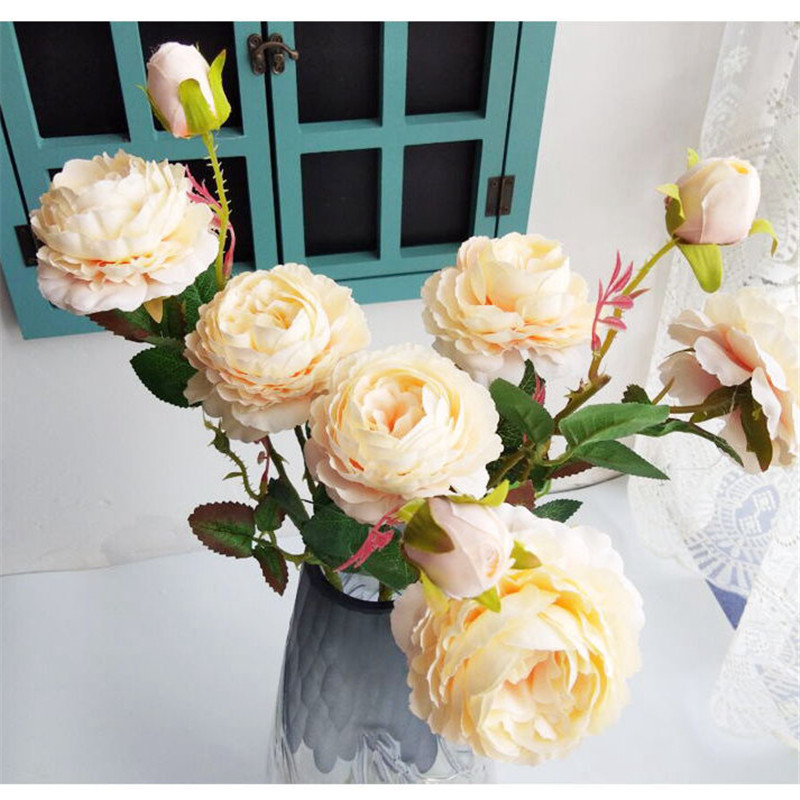 Rosa Decoration Artificial Silk Flowers Leaves 3 heads Long Roses Stem Rose Wedding Party Home Decorative, As pic 
Rosa Decoration Artificial Silk Flowers Leaves 3 heads Long Roses Stem Rose Wedding Party Home Decorative, As pic