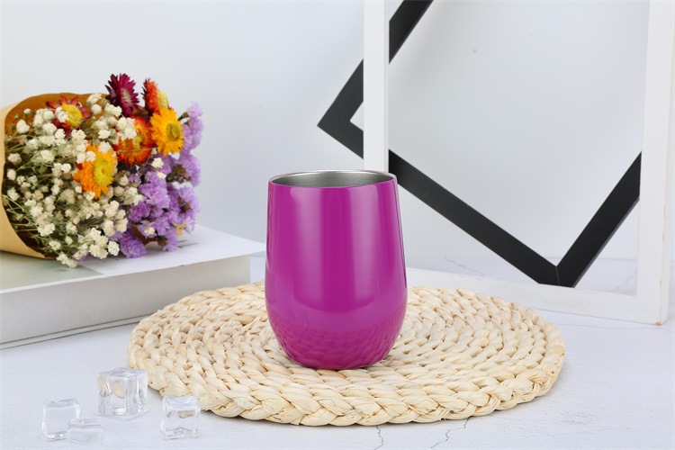 10pcs 12oz egg cups double layer 304 stainless steel wine cup stemless red wine glasses mugs vacuum insulated cup
