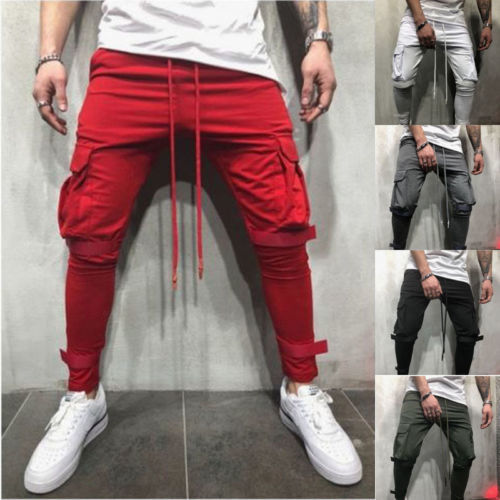 Hip Hop Harem 2018 Male Trousers Mens Joggers Solid Multi-pocket Pants Plus Size M-XXXL C18111201