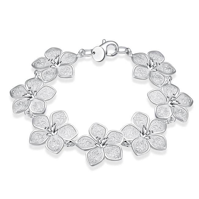 Flower Bracelet sterling silver plated bracelet SPB317; Top sale men and women 925 silver bracelet Link, Chain