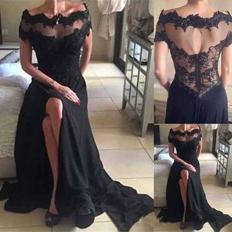 Elegant Black Chiffon Side Split Evening Dresses Graceful Lace Off Shoulder Illusion Mermaid Prom Dress Sweer Train Long Formal Party Gowns, Coral
Elegant Black Chiffon Side Split Evening Dresses Graceful Lace Off Shoulder Illusion Mermaid Prom Dress Sweer Train Long Formal Party Gowns, Coral