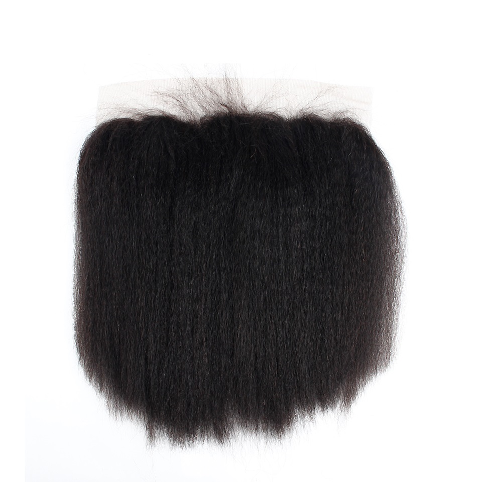 Free shipping Brazilian Kinky Straight 13x4 To Ear Pre Plucked Lace Frontal Closure With Baby Remy Human Hair Free Part Top Frontals