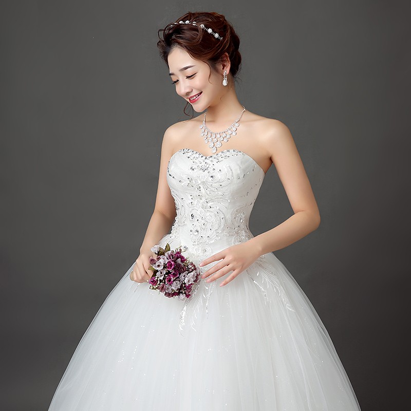 Sweetheart Plus Size Princess Crystal Ball Gown Wedding Dress 2018 Cheap Lace Up Bridal Gown vestido de noiva