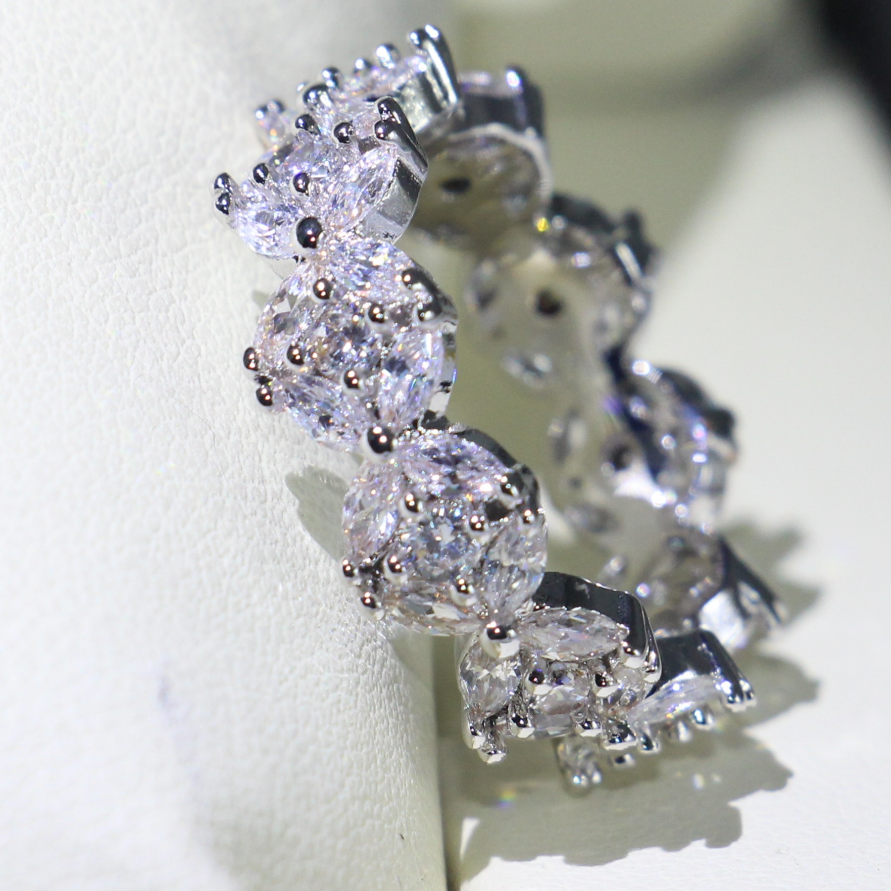 Sterg Sier Marquise Topaz Eternity Stackable Wedding Ring for Women