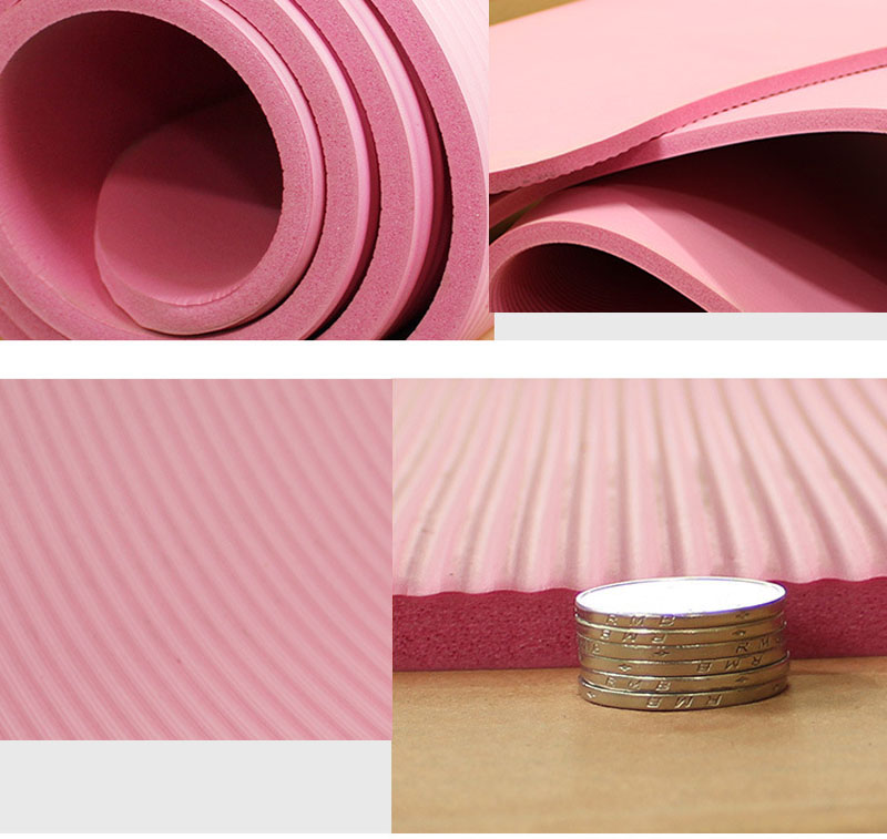 ITSTYLE 10mm NBR Exercise Yoga Mat Extra Thick High Density Fitness with Carrying Strap for Pilates Workout