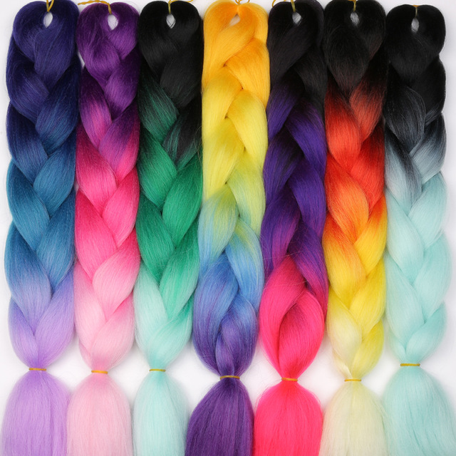 

Xpression braiding hair kanekalon synthetic Crochet Braids twist 24inch 100g Ombre Two Tone jumbo braids Synthetic Hair Extensions