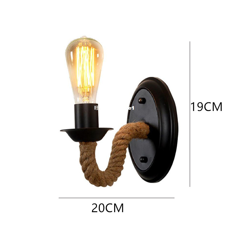 Vintage Loft Hemp Rope Wall Lamps Retro Industrial LED Wall Light Study Corridor Cafe Sconces Indoor Lighting Luminaria2806 ing