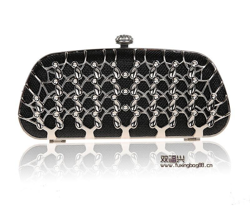Wholesale- Alloy long rhinestone women bag clutch evening bags black/red/blue cosmetics case small purse bag for wedding/party/diiner