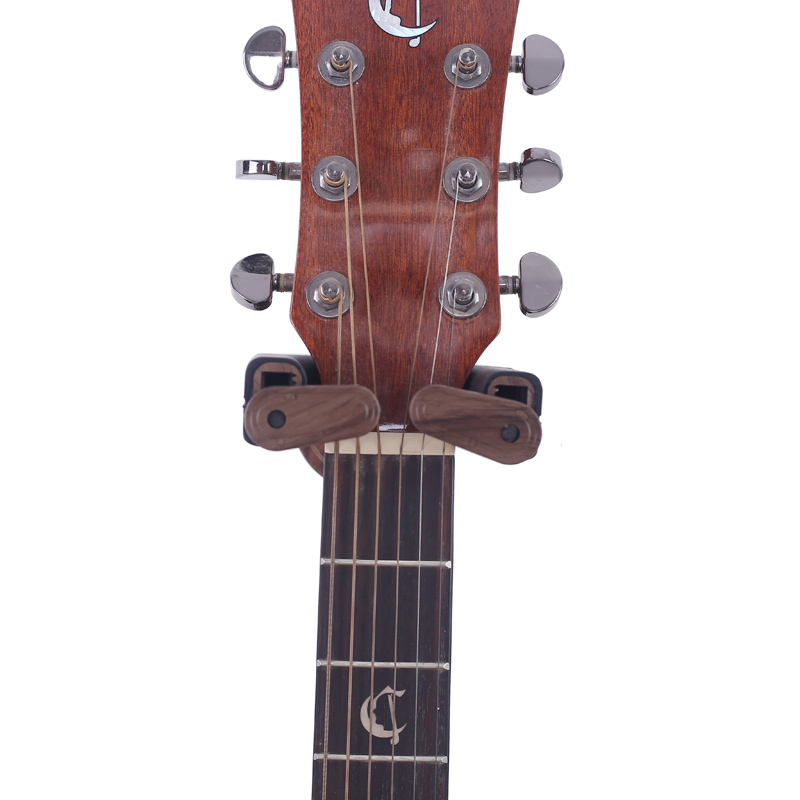 Hard Wood Base in Guitar Shape Guitar Hook Black Walnut Wall Mount Holder for Acoustic Classical Electric Guitar Bass