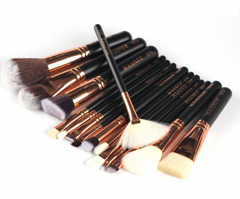 MAANGE 15 Pcs Professional Makeup Brushes Set Powder Foundation Eye shadow Blush Blending Lip Cosmetic Tool Kit 2018 NEW ARRIVAL