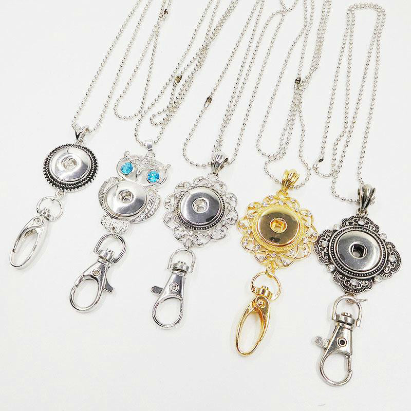 Wholesale Noosa Snap Keychain 18K Gold Lanyard Badge Work Documents Chunks Button DIY Fashion Jewelry Chains For Locket Necklaces