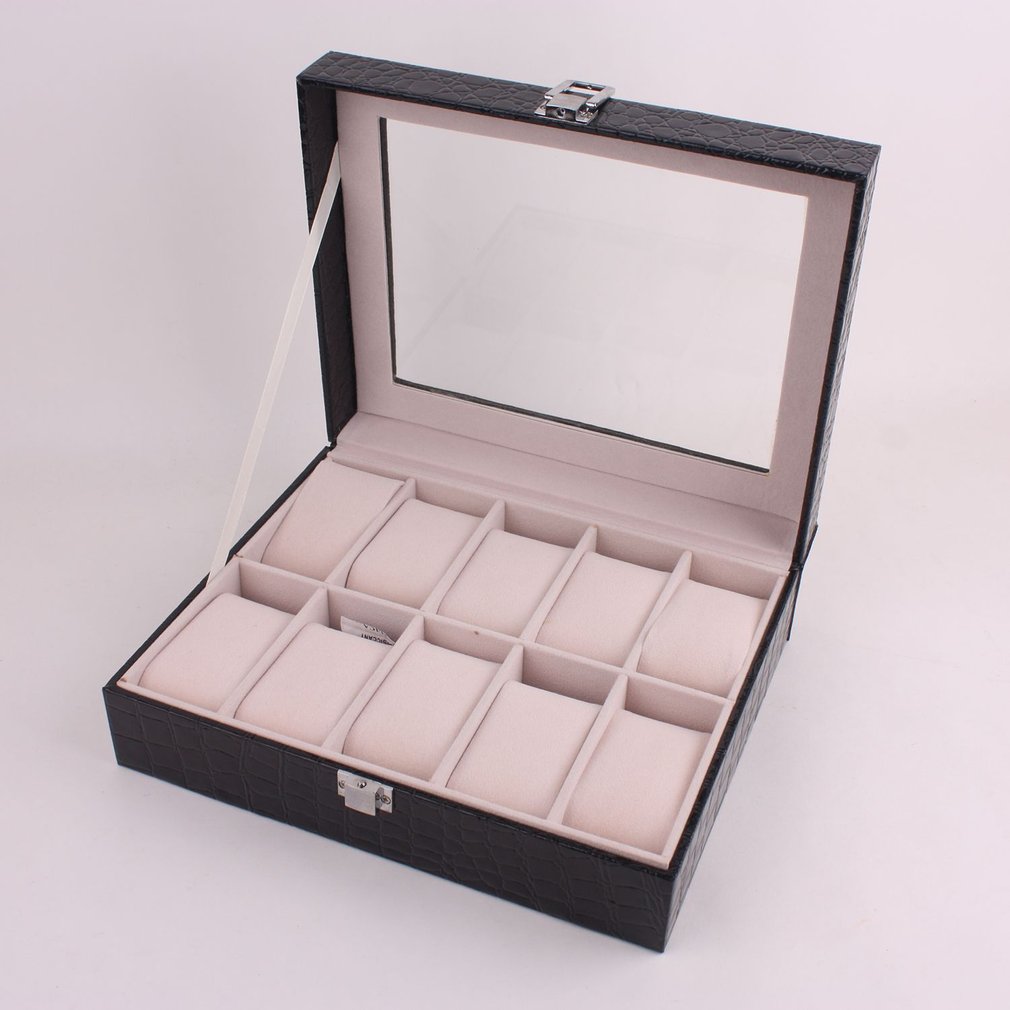 1012 Slots Watch Box Universal Watches Display Case Glass Top watch winder Jewelry Storage Box Wristwatch Organizer