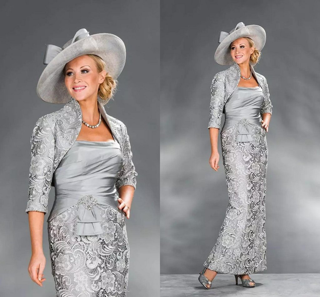 Elegant Mermaid Lace Mother of the Bride Dresses with Jacket Two Pieces Formal Evening Gowns Silver Satin Prom Party Gowns
Elegant Mermaid Lace Mother of the Bride Dresses with Jacket Two Pieces Formal Evening Gowns Silver Satin Prom Party Gowns