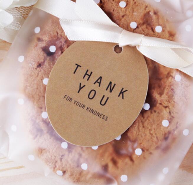 Craft Gift Label Tag Handmade Thank You Tag Round Wedding Favors Paper Card Cookies Decorative Tag