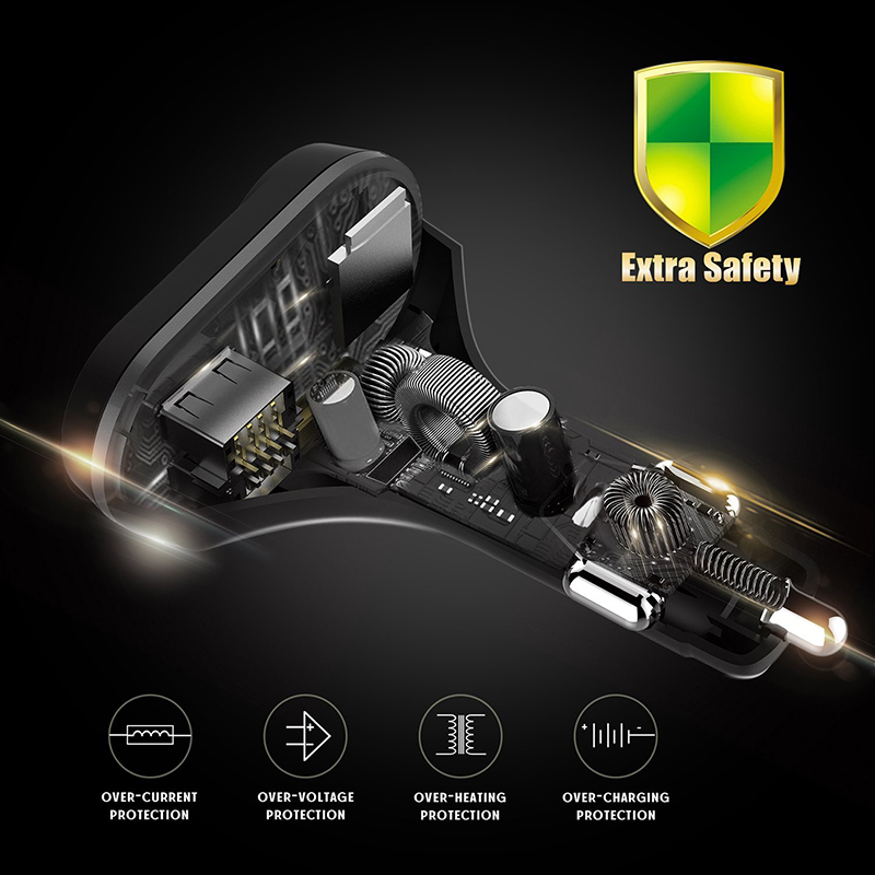 Bluetooth FM Transmitter Hands Free Calling Voice Navigation Music Player Car Charger Bluetooth Car Kit Support Micro SD TF