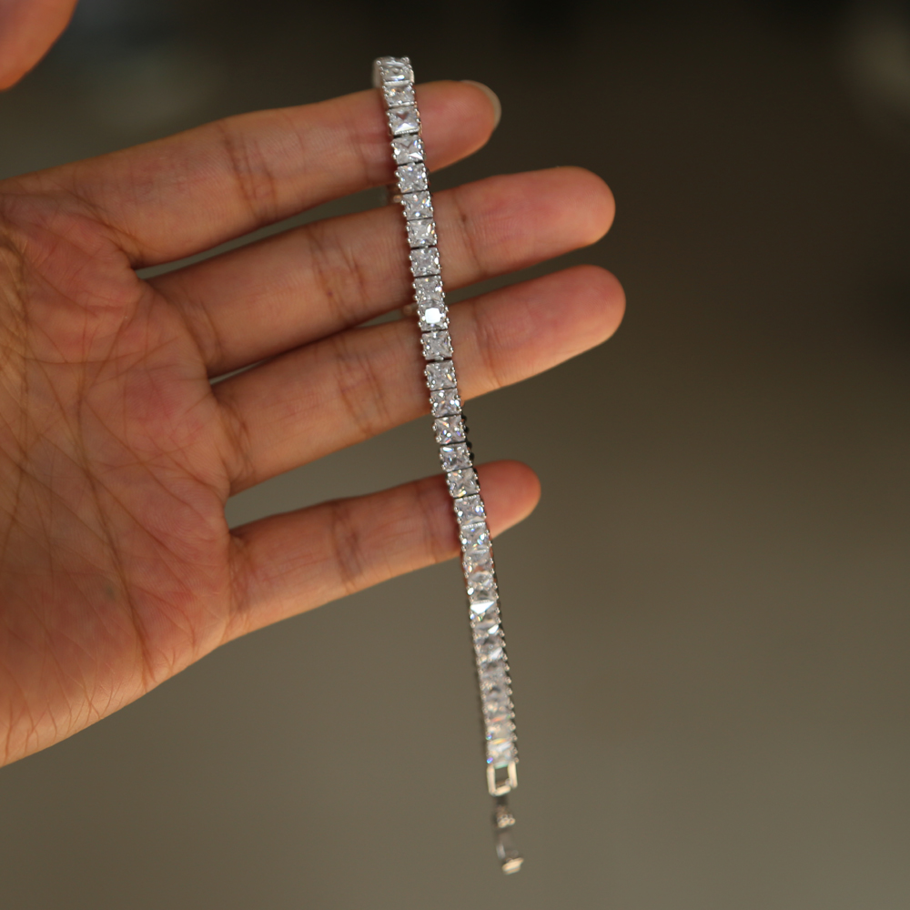 iced out sparking bling mens jewelry wedding engagement gift cz diamoond square tennis chain boy men bracelet bangle