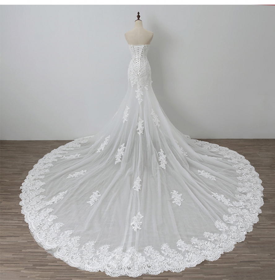 vestido de noiva New Strapless Mermaid Tulle Wedding Dresses Appliques Crystal Long Bridal Gowns Wedding Gowns robe de mariage Plus Size