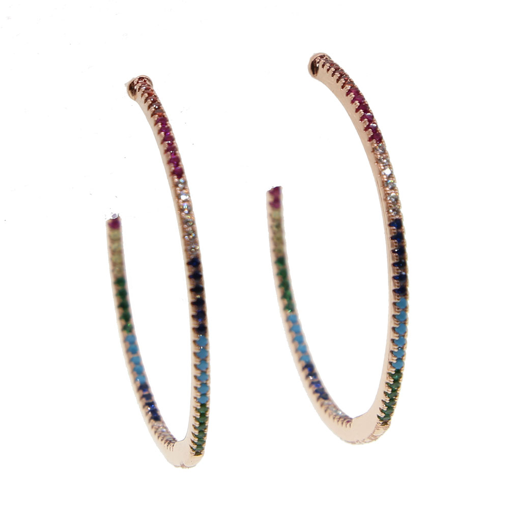 Rose Gold Colorful Hoop Earrings: Chic 2024 Fashion CZ Circle Hoops