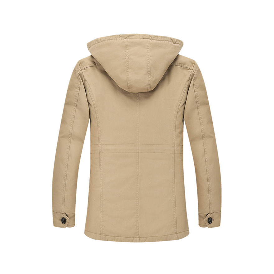 Winter jacket Men's Winter Medium Length Hoodie Plus Size Thicken Cotton Windbreaker Coat #1023 A#733