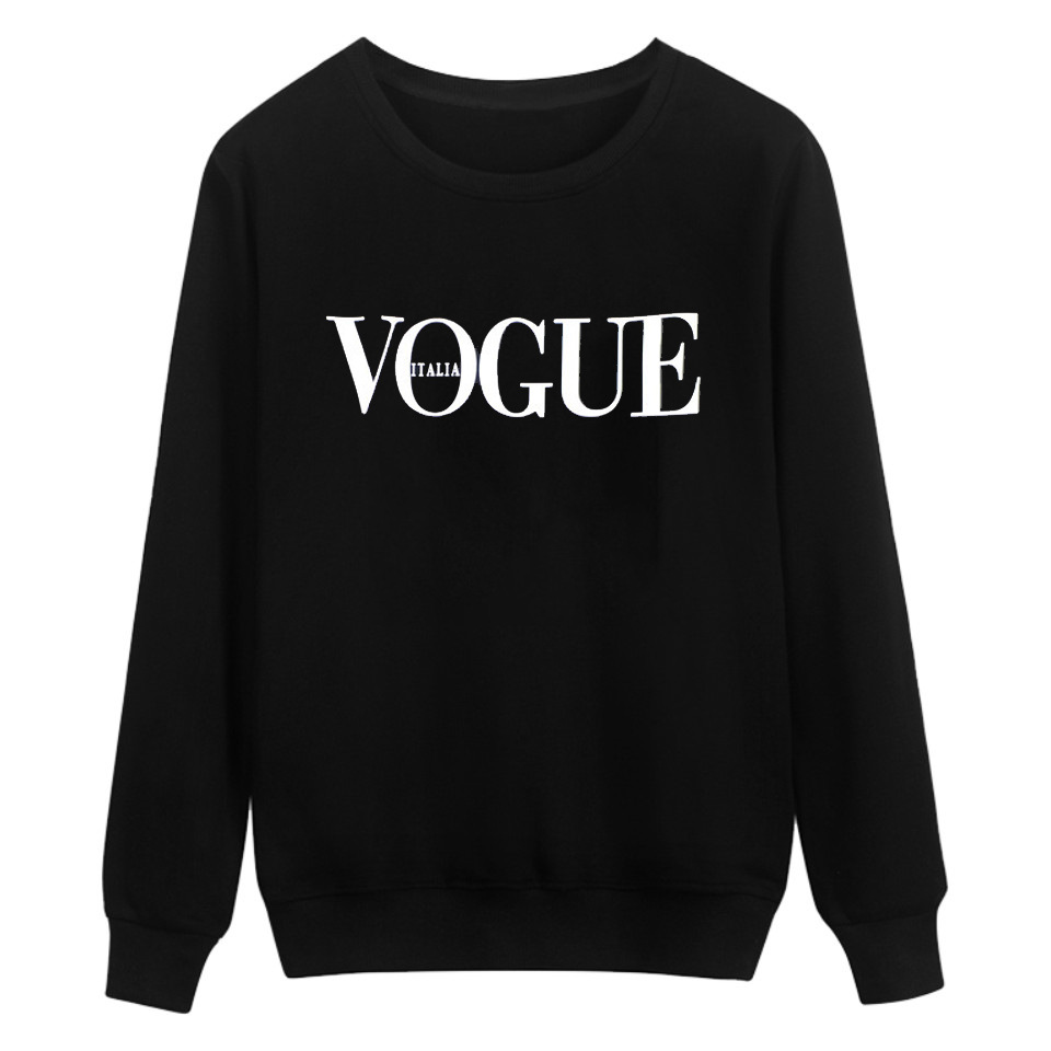 Long Sleeve Hoodie Women VOGUE Print Sweatshirts Plus Size 3XL Autumn O-Neck Casual Simple Female Clothes High Quality Hoodies, Black 
Long Sleeve Hoodie Women VOGUE Print Sweatshirts Plus Size 3XL Autumn O-Neck Casual Simple Female Clothes High Quality Hoodies, Black