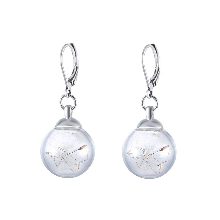 Fashion dandelion earrings glass explosion models hypoallergenic Korean jewelry factory direct supply wholesale