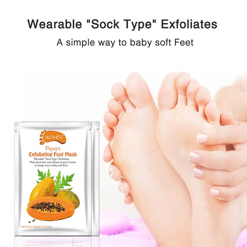 New ALIVER Avocado Papaya Olive Oil Exfoliating Foot Mask Remove Dead Skin Smooth For Feet Skin Care Mascarilla Exfoliante Para Pies Con Aceite De Oli