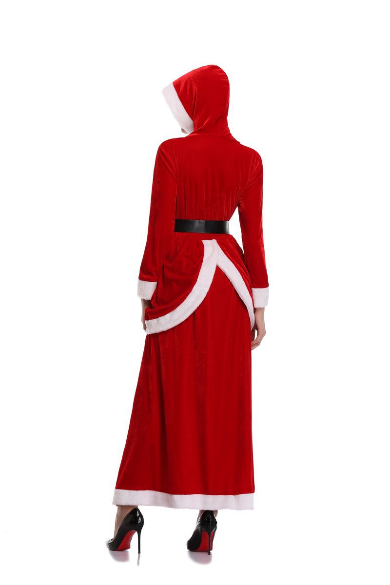 2018 Winter Dresses Christmas Party Cosplay Red Jewel Neck Long Sleeves Ankle Length Costume With Belt In Stock
