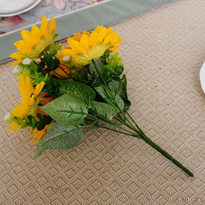 Sweet Artificial Sunflowers 1 Bunch 7 Heads Sunflower Decorations Silk Flower Bouquet Sunflower Table Decoration Home Decoration