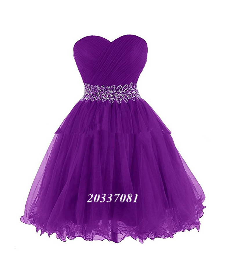 Royal Blue Tulle Short Homecoming Dresses Plus Size Beaded Crystals Graduation Gown Prom Cocktail Party Gown QC1165