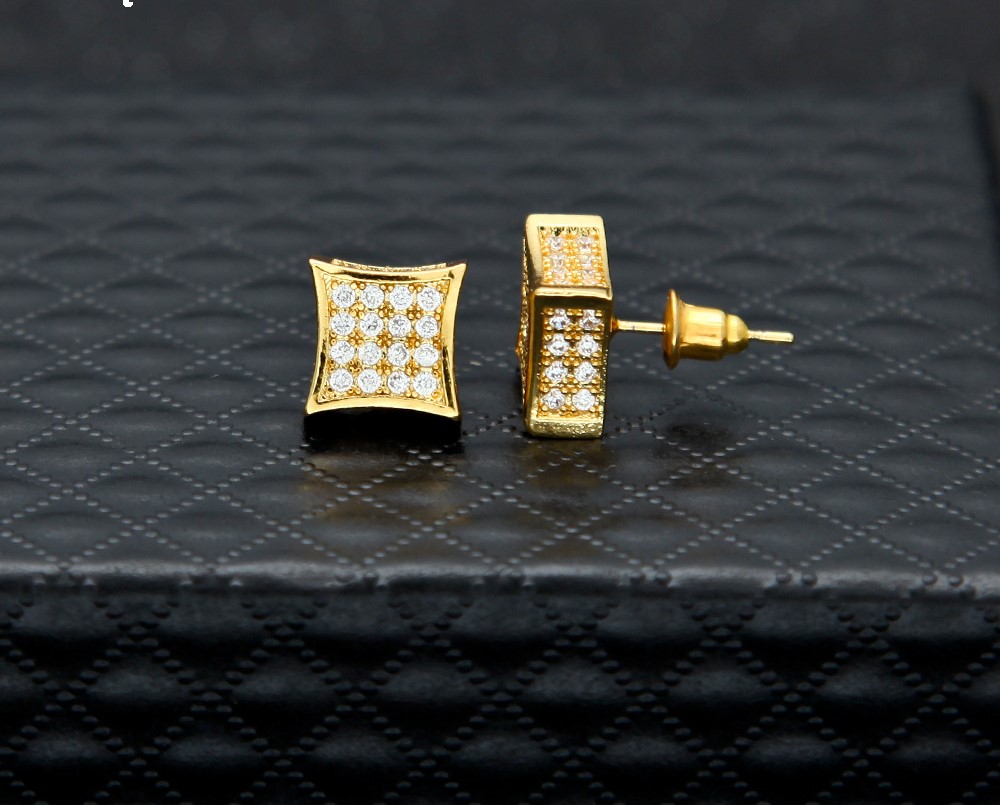 Hip-hop Stud micro wave set of Zirconia Earrings professional men hip hop accessories