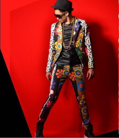 Nightclub male singer colorful flower suits big bar stage costumes. -6XL, Pants
Nightclub male singer colorful flower suits big bar stage costumes. -6XL, Pants