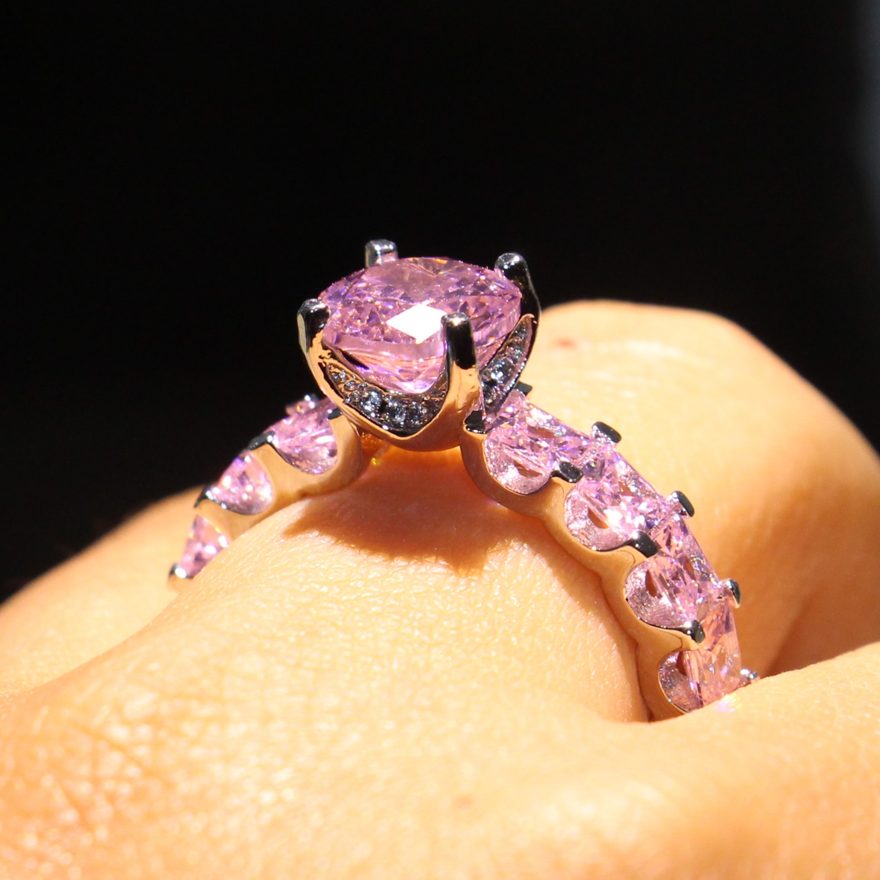 Stackable Ring: Pink Sapphire & CZ in Sterg Sier 9b70