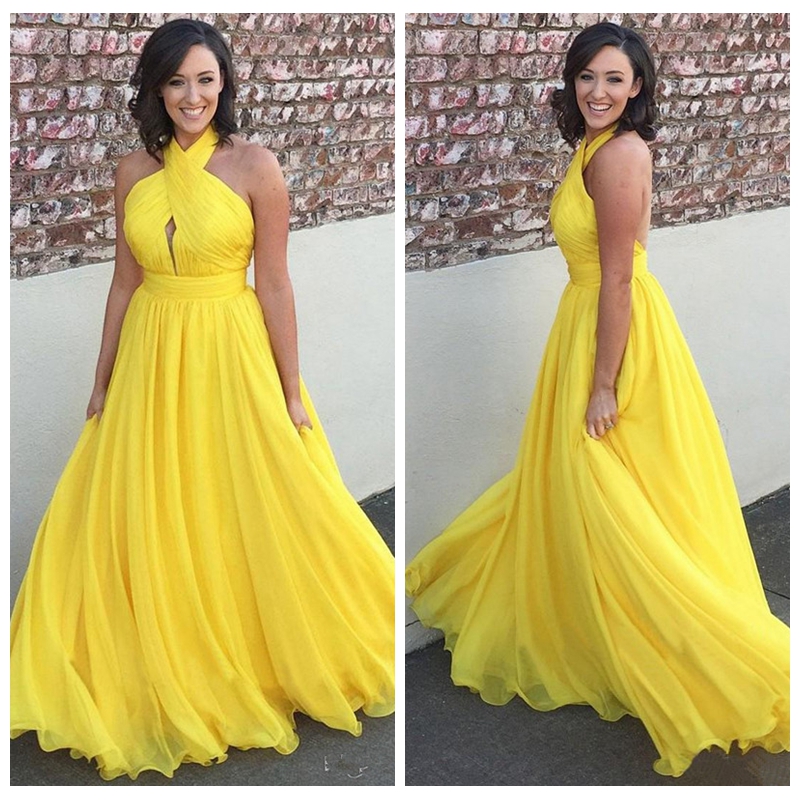 Cheap Yellow Prom Dresses Long 2018 Pleated Halter A Line Backless Chiffon Evening Party Gowns Vestidos Festa Plus Size Formal Dress, Same as picture
Cheap Yellow Prom Dresses Long 2018 Pleated Halter A Line Backless Chiffon Evening Party Gowns Vestidos Festa Plus Size Formal Dress, Same as picture