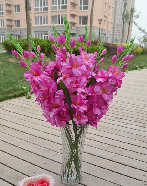 Silk Gladiolus Flower (7 heads/Piece) Fake Sword Lily for Wedding Party Centerpieces Artificial Decorative Flowers 80cm 12pcs