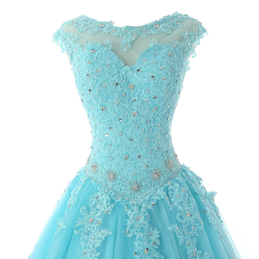 2017 New Sexy Blue Quinceanera Dresses With Appliques Beads Sweet 16 Prom Pageant Debutante Dress Party Gown QC1151