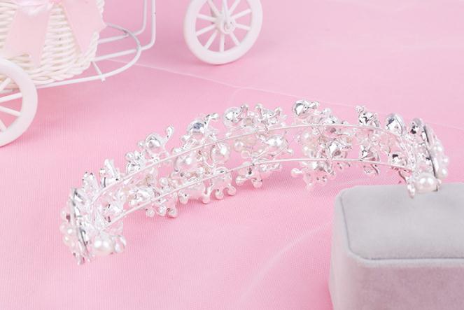 Bridal Crowns Hair Bands korea Bride Crystal Tiara Princess Pearl Crown Wedding Tiaras Headpieces Birthday Party Tiaras Jewelry Ac